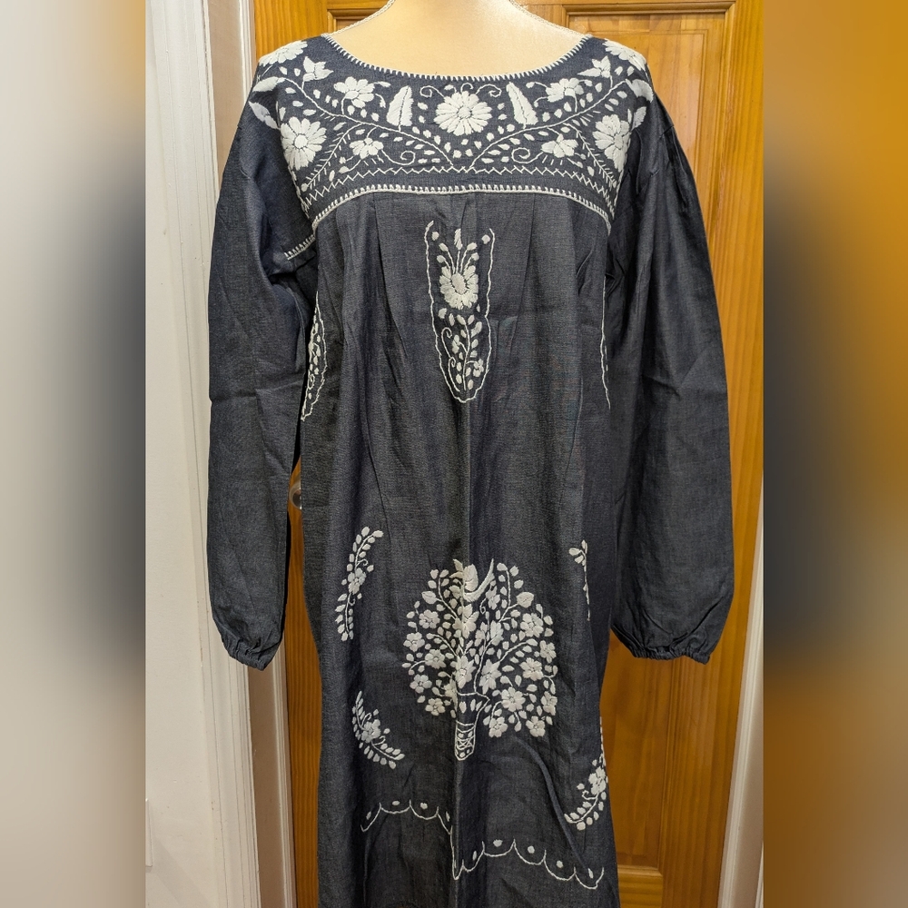 Embroidered Black and White Dress